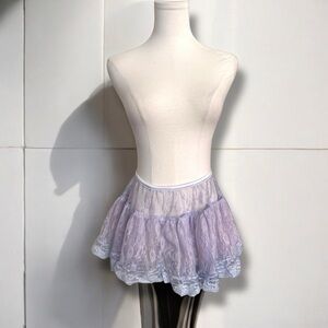 Vintage periwinkle blue Lavender Lace Mini Skirt tutu Fairycore pastel OS